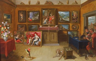Picture Gallery with a Man of Science Making Measurements on a Globe, 1612